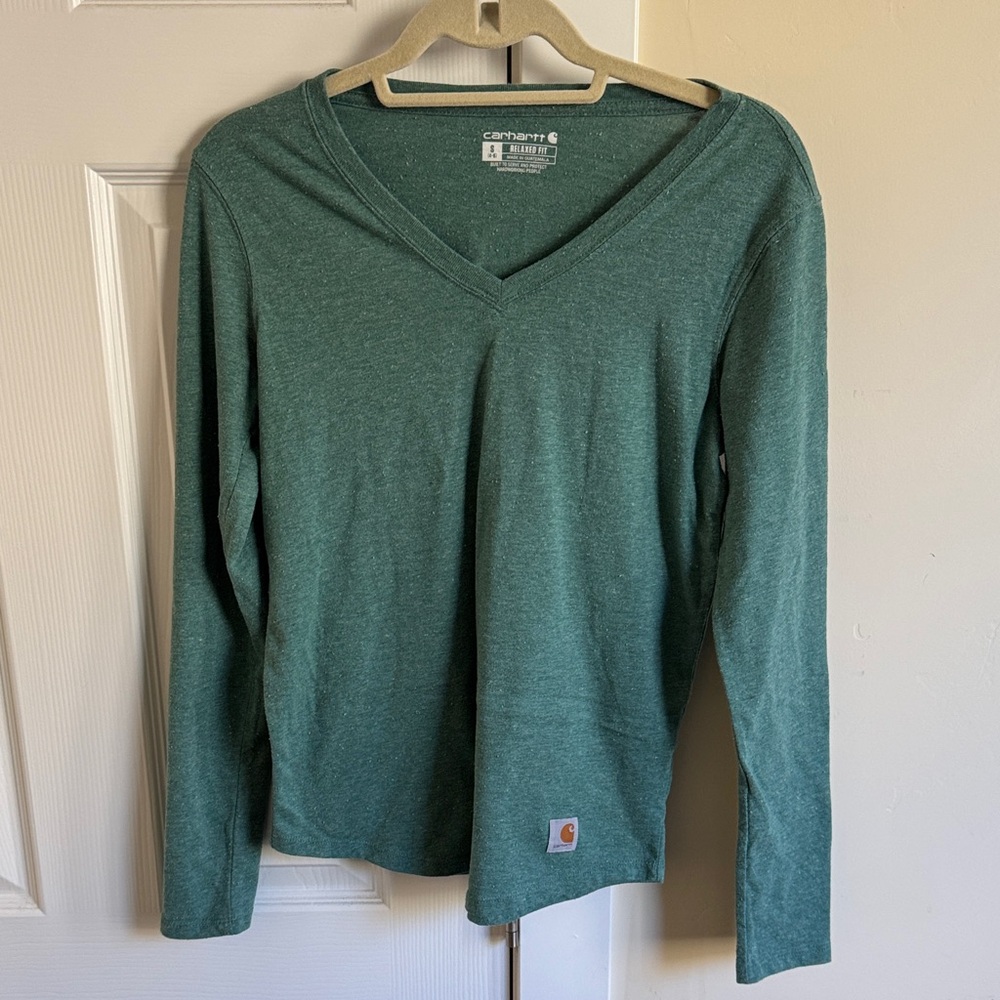 Carhartt Teal V-Neck Long Sleeve Shirt